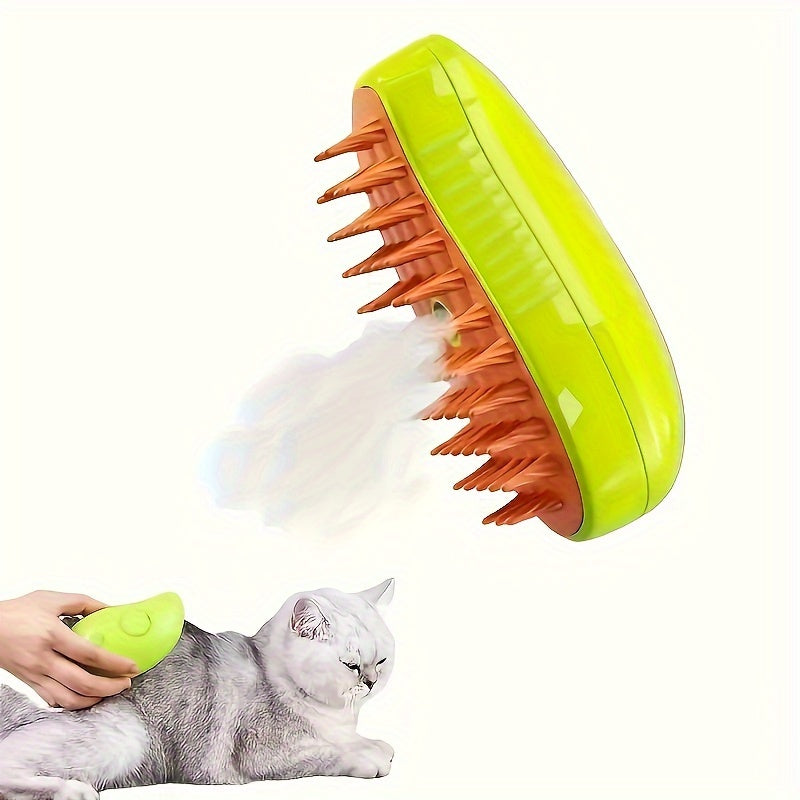 3-in-1 Rechargeable Cat Steam Brush - Gentle Self-Cleaning, Massage, and Detangling for Tangled and Loose Hair - USB Dual Use, Nickel Battery, ABS Material, Safe 36V Operating Voltage