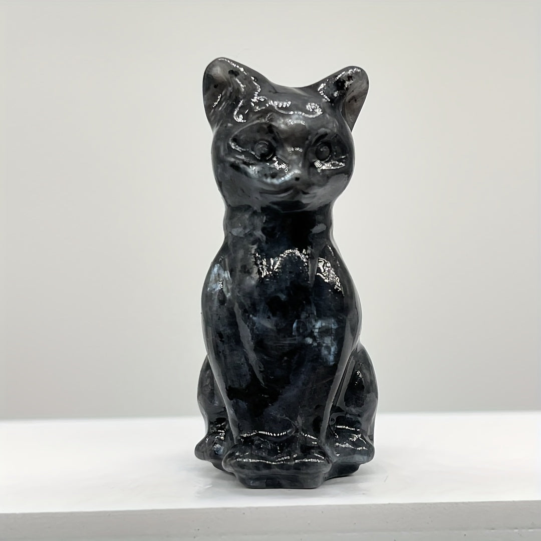 1Pc Exquisite Natural Crystal Whimsical Cat Figurine - Jewelry Accessories for Home Decoration - Unique Gift Idea with Cute Design and Sparkling Appearance