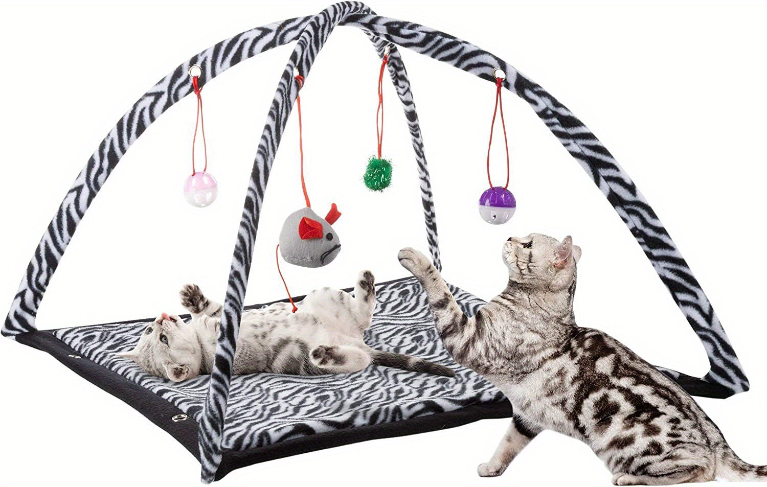 Interactive Cat Toy Rocking Activity Mat Swing Playing Station With Sisal Scratching Area, Hanging Toy, Rolling Ball For Cats And Kittens