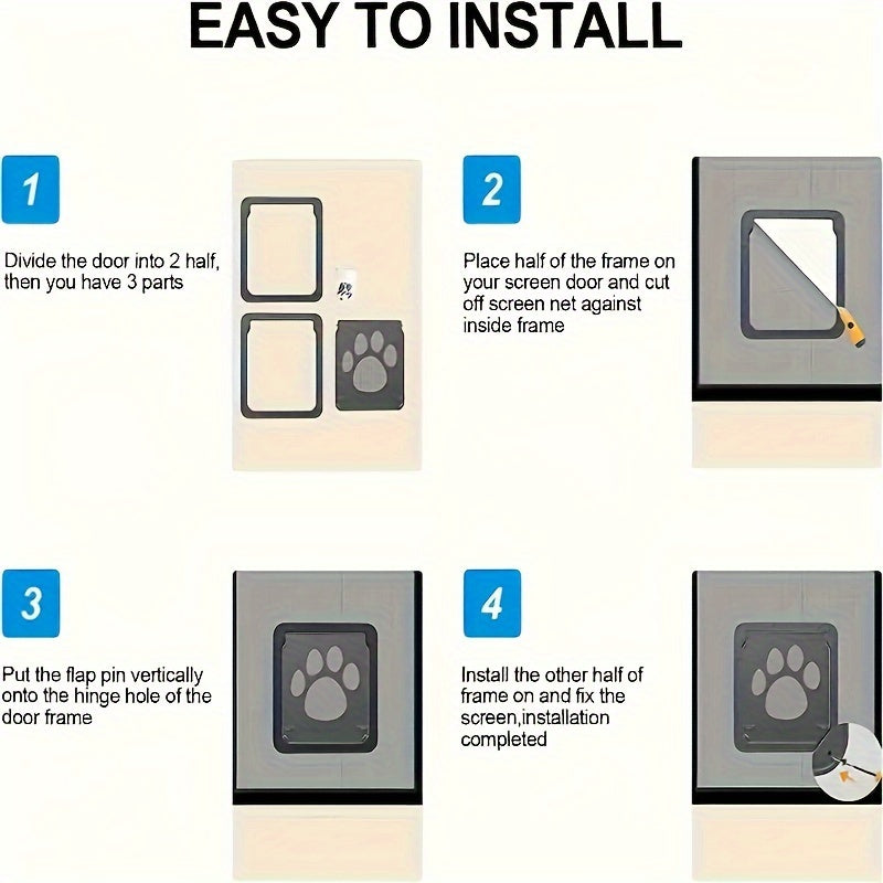 SureFlap Microchip Cat Door with EVA Material, 4-Way Locking Pet Door, Ideal for Small Dogs & Cats, Easy Installation, Sturdy Design with Paw Print Pattern