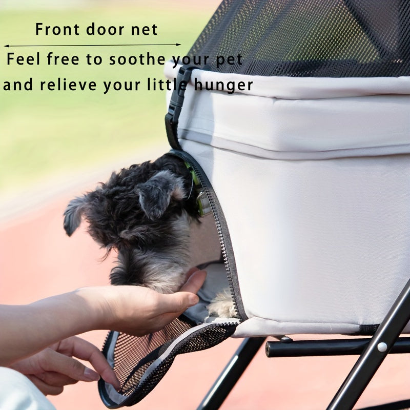 Lightweight & Foldable Pet Stroller for Small Dogs and Cats - Durable Stainless Steel Frame, Oxford Cloth, Ideal for Outdoor Use