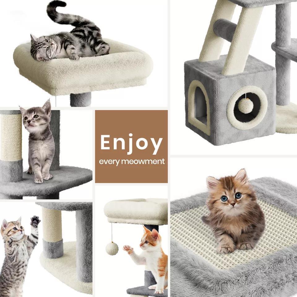 Dogat 107cm High - Quality Multilevel Cat Tree Tower with Scratching Posts - The Perfect Indoor Climbing House Condo for Your Feline Friend