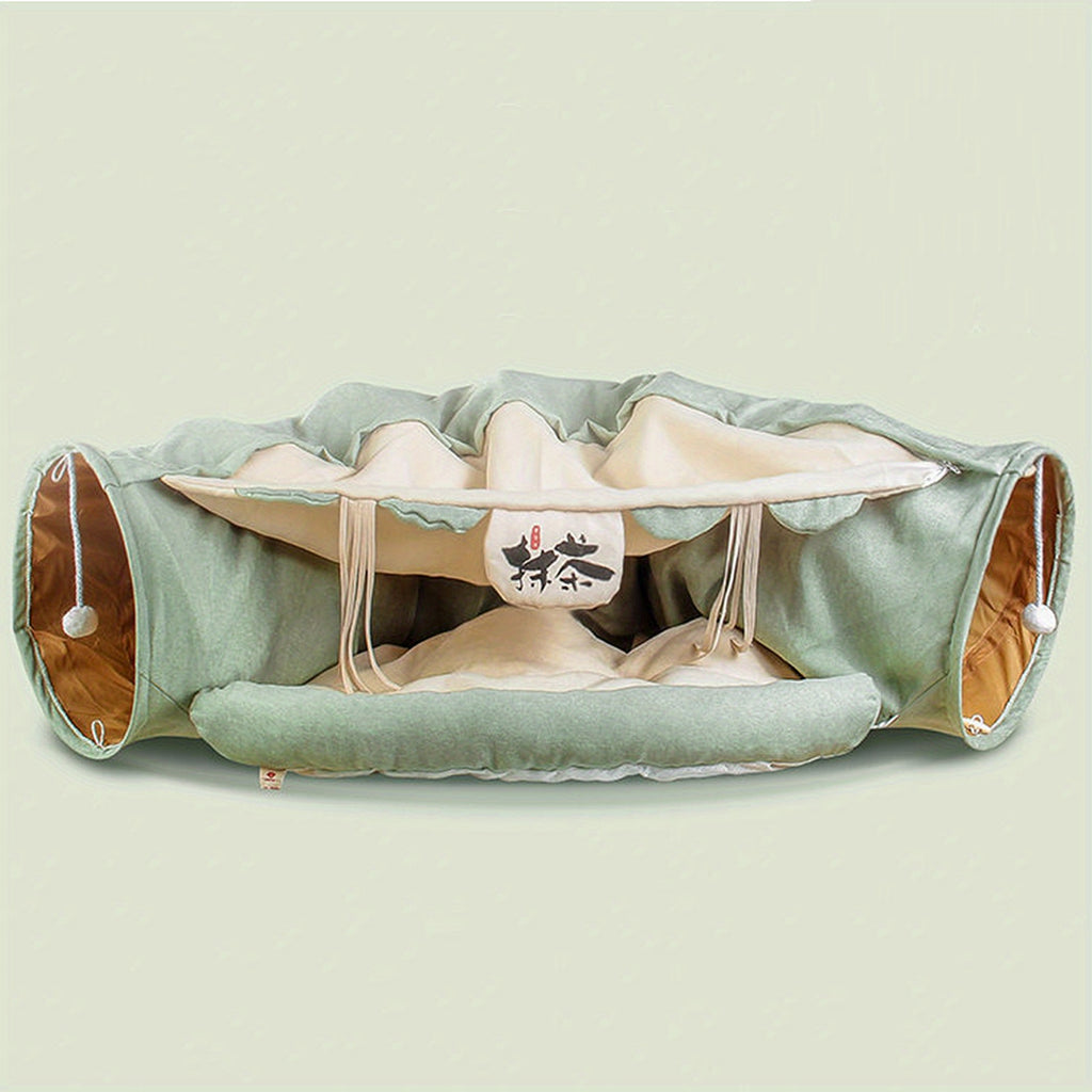 Feline Fun Tunnel - Cat Houses & Condos with Durable, Lightweight, Collapsible Design - Easy to Clean, Store, and Washable Cat Bed for All Sizes, Plus Large Breeds