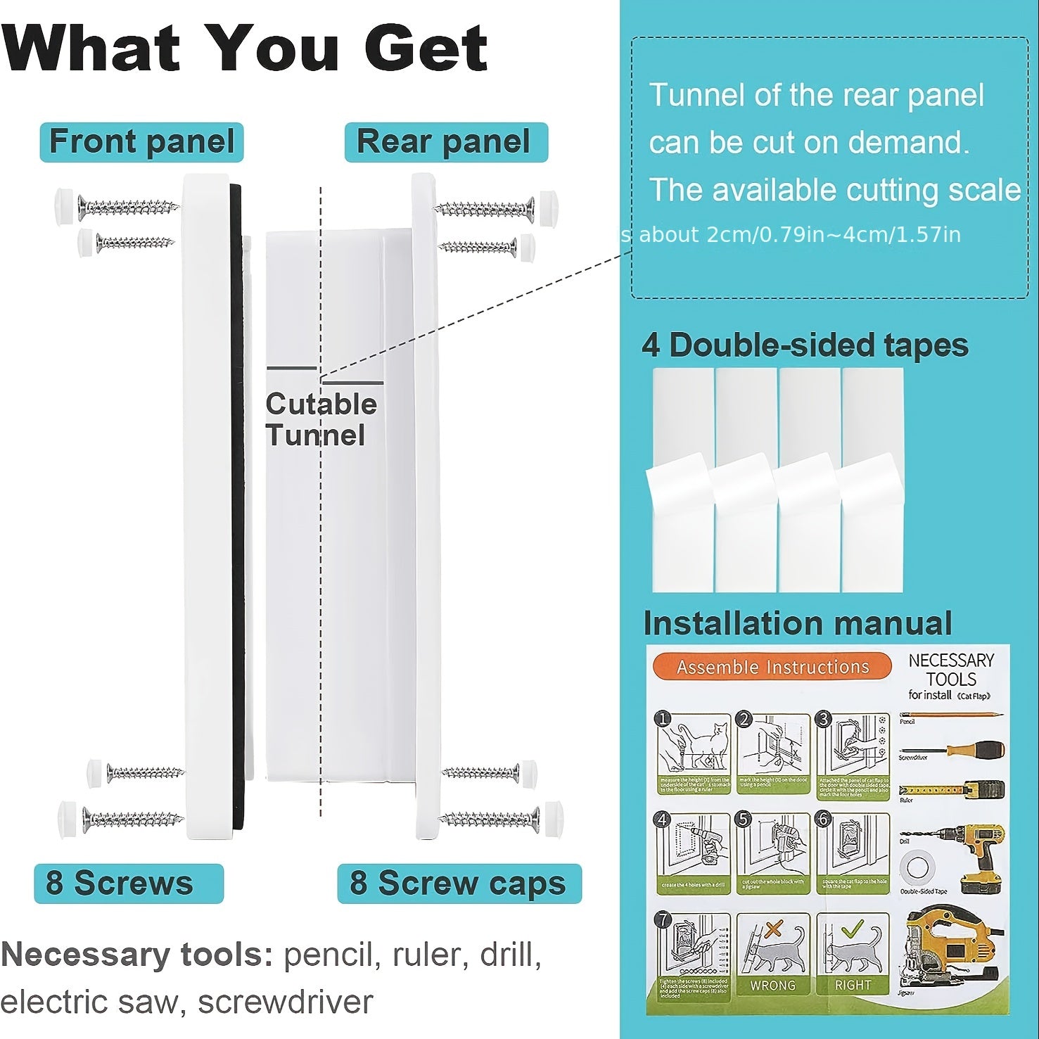 Multi-Function Pet Door - Secure, Convenient, Two-Way Access for Cats and Dogs - Easy Installation, Durable, Weather-Resistant Design
