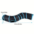 Large Collapsible Cat Tunnel with Play Ball & Interactive Peek Holes - Multi-Level Tunnel System for Indoor Cats, Kittens, Small Dogs - Heavy-Duty Tube with Blue Piping, Portable Hideout for Play & (Easy Assembly