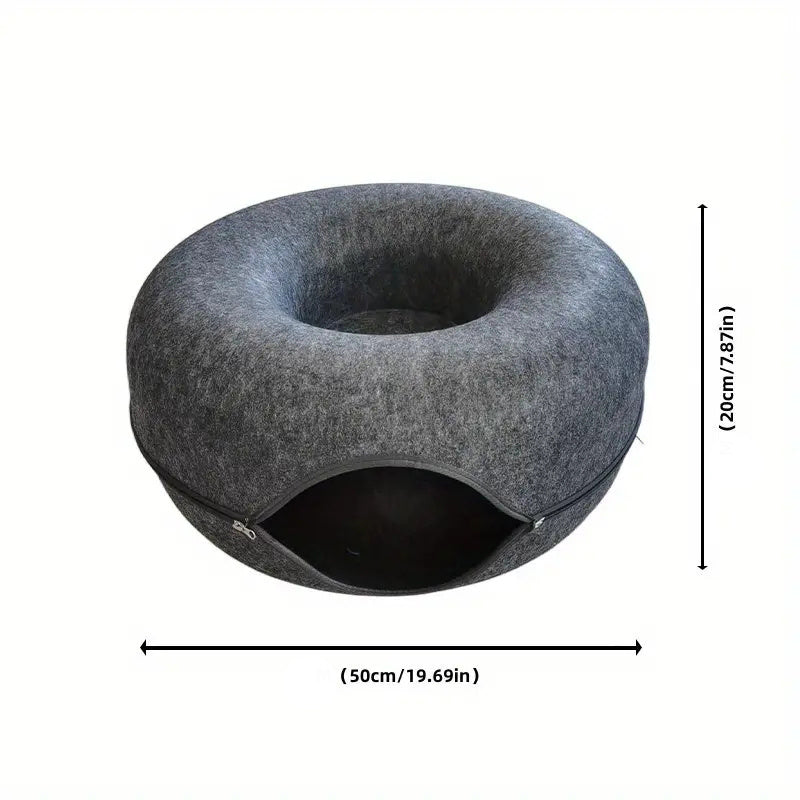 Cat Cave for Multiple Cats & Large Cats, Cat Caves for Indoor Cats, Cat Tunnel Bed, Scratch Detachable & Washable Large Donut Cat Bed