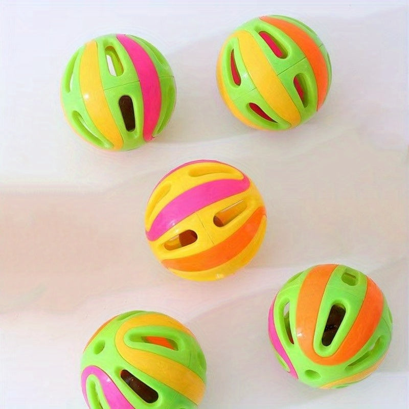 5pcs Interactive Cat Toy Balls With Bell - Plastic Hollow Jingle Balls For Indoor Kittens And Cats Play - Promotes Exercise And Mental Stimulation