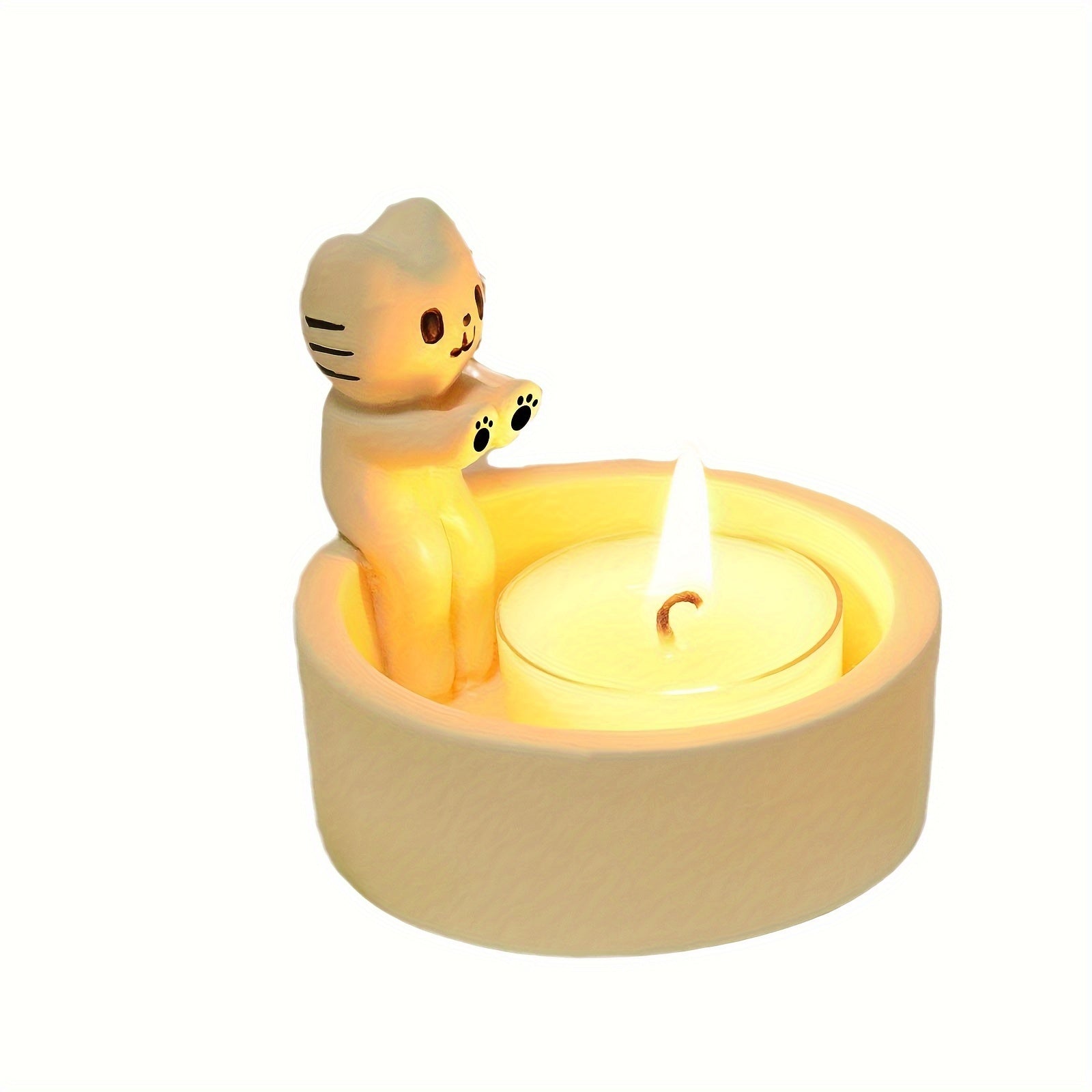 1pc Kitten Candle Holder, Warming Paws Cat Cute Candle Holder, Cartoon Candle Holder, Warming Paws Cat Candle Holder For Home Decor