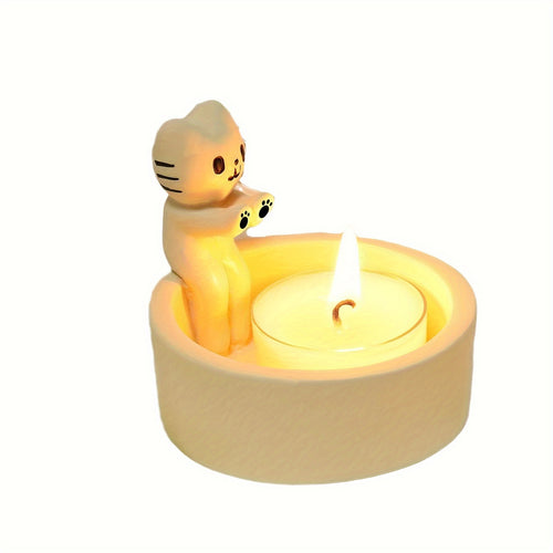 1pc Kitten Candle Holder, Warming Paws Cat Cute Candle Holder, Cartoon Candle Holder, Warming Paws Cat Candle Holder For Home Decor