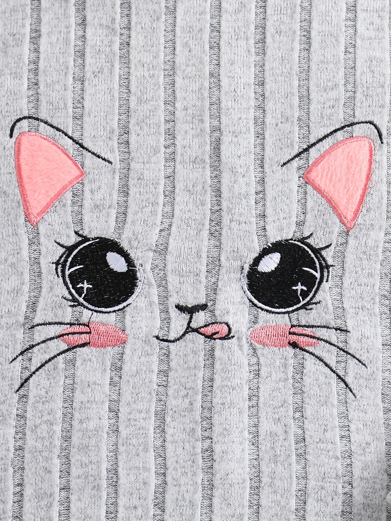 Girls Cat Pattern Knitted Long Sleeve Hooded Dress For Spring Fall Outdoor Activities