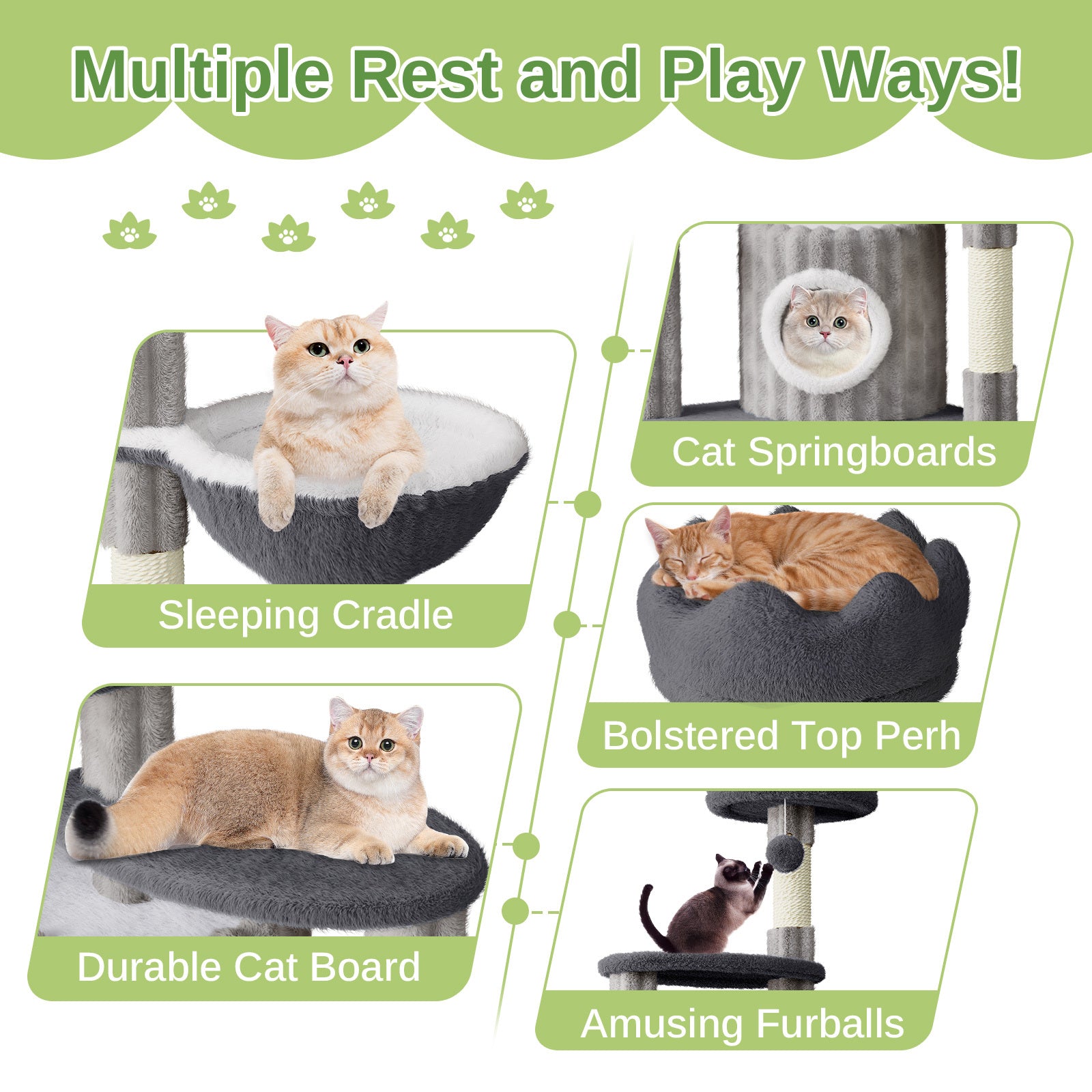 Dogat Extra - Large Cat Activity Tree Tower - 162cm Cat Condo with Hammock - Ideal for Both Adult Cats and Kittens! A Must - Have for Feline Fun and Comfort.