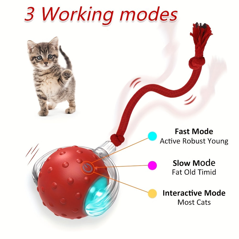 Whisker Whirlwind Interactive Cat Toy - Motion Sensor, Random Rolling, Bird Chirping, Long Tail Teaser - Engaging Kitten Toy for Endless Fun and Exercise
