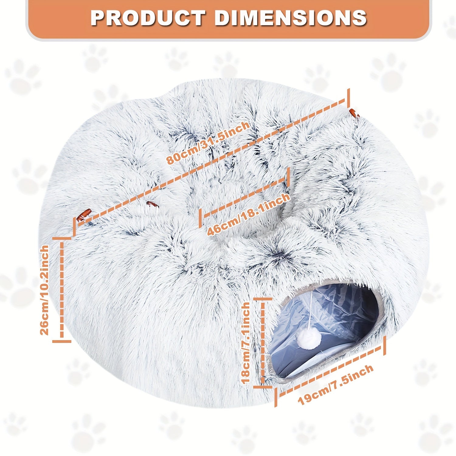 1pc FunTrip Cat Tunnel Bed Plush Hides Cat Channel Donut Circle Shape with Cat Cave for Indoor Cats And Rabbits