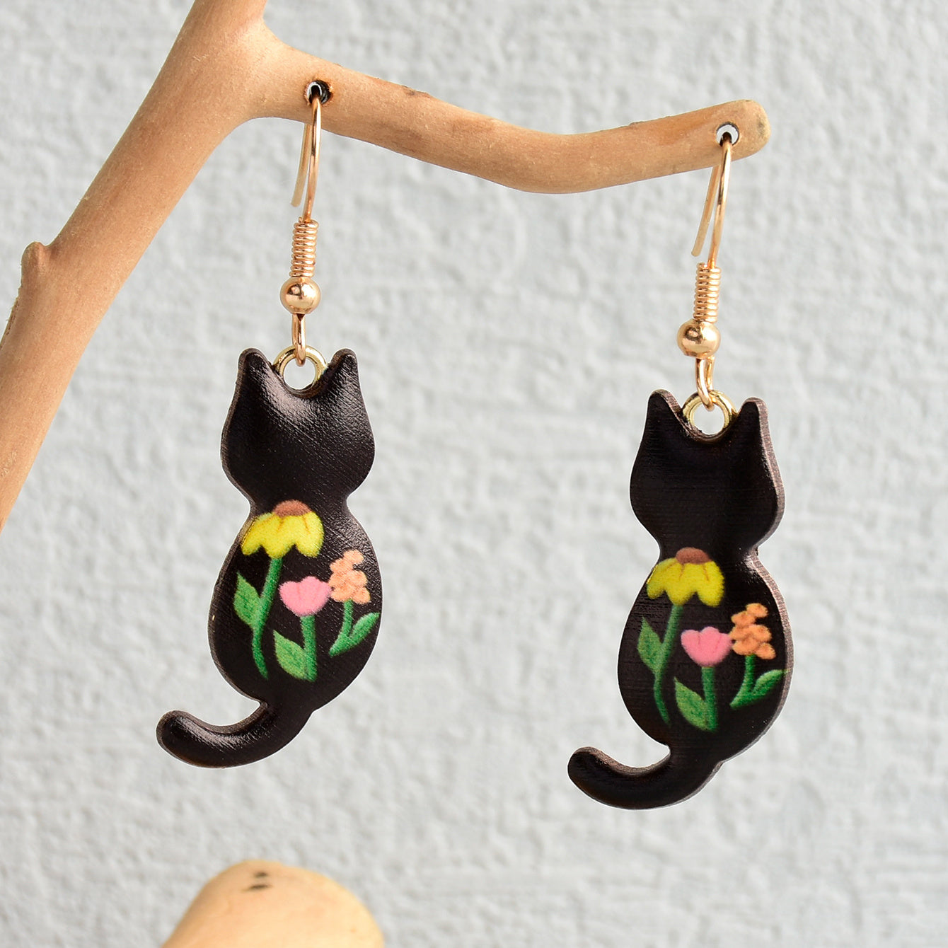 Cute Enamel Cat Design Dangle Earrings Cartoon Style Zinc Alloy Jewelry Adorable Gift For Women   Daily Casual