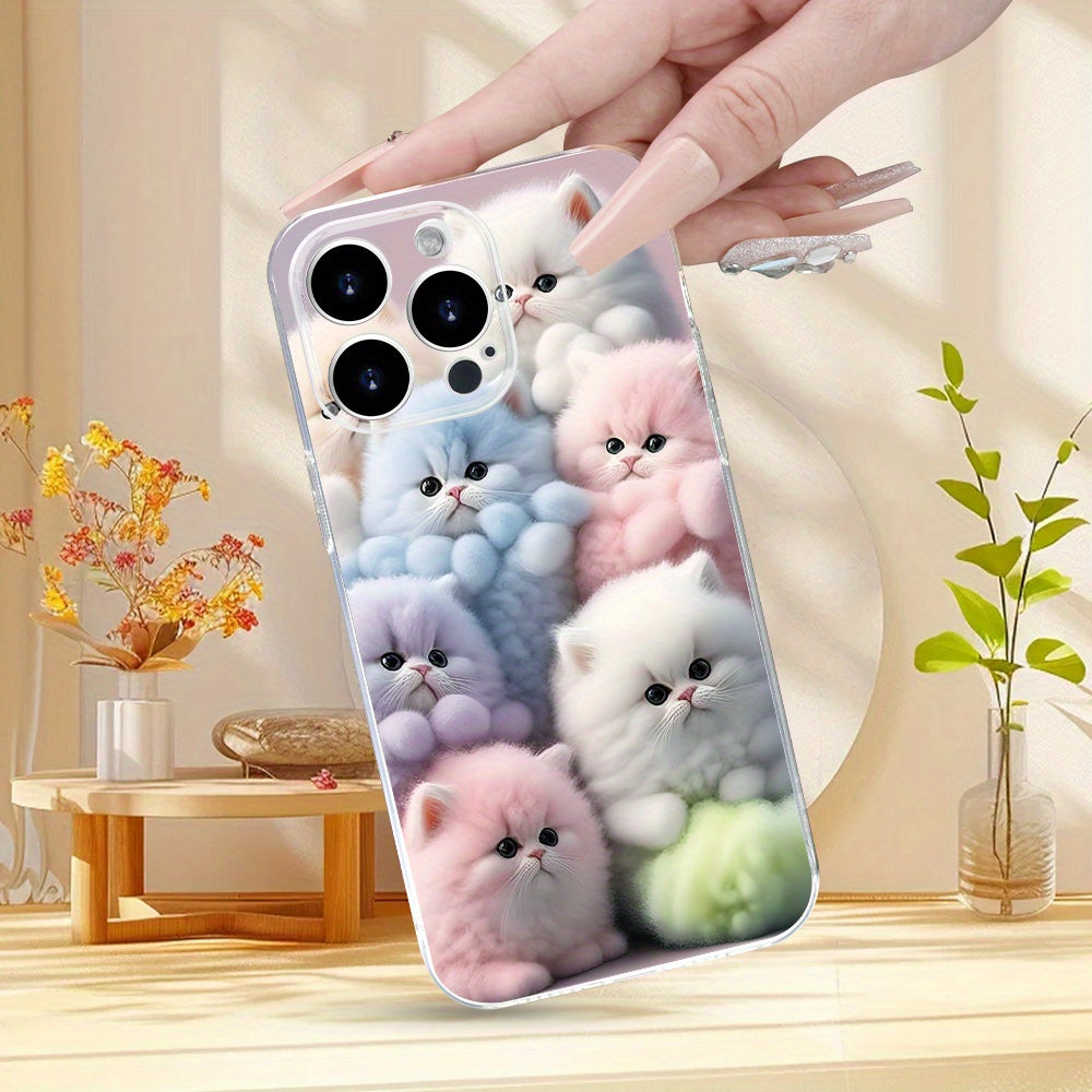 A Creatively Designed Colorful Cute Kitten Pattern Phone Case, Providing Full-Body Protection with Shockproof And Drop-Resistant TPU Soft Cover, Suitable As a Gift for Birthdays Or Holidays for Both Men And Women, Compatible