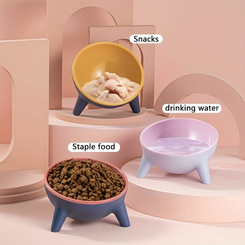Elevated Cat Feeder Bowl With Stand 15 Degree Tilted Cat Food Bowl Water Dish For Neck Protection