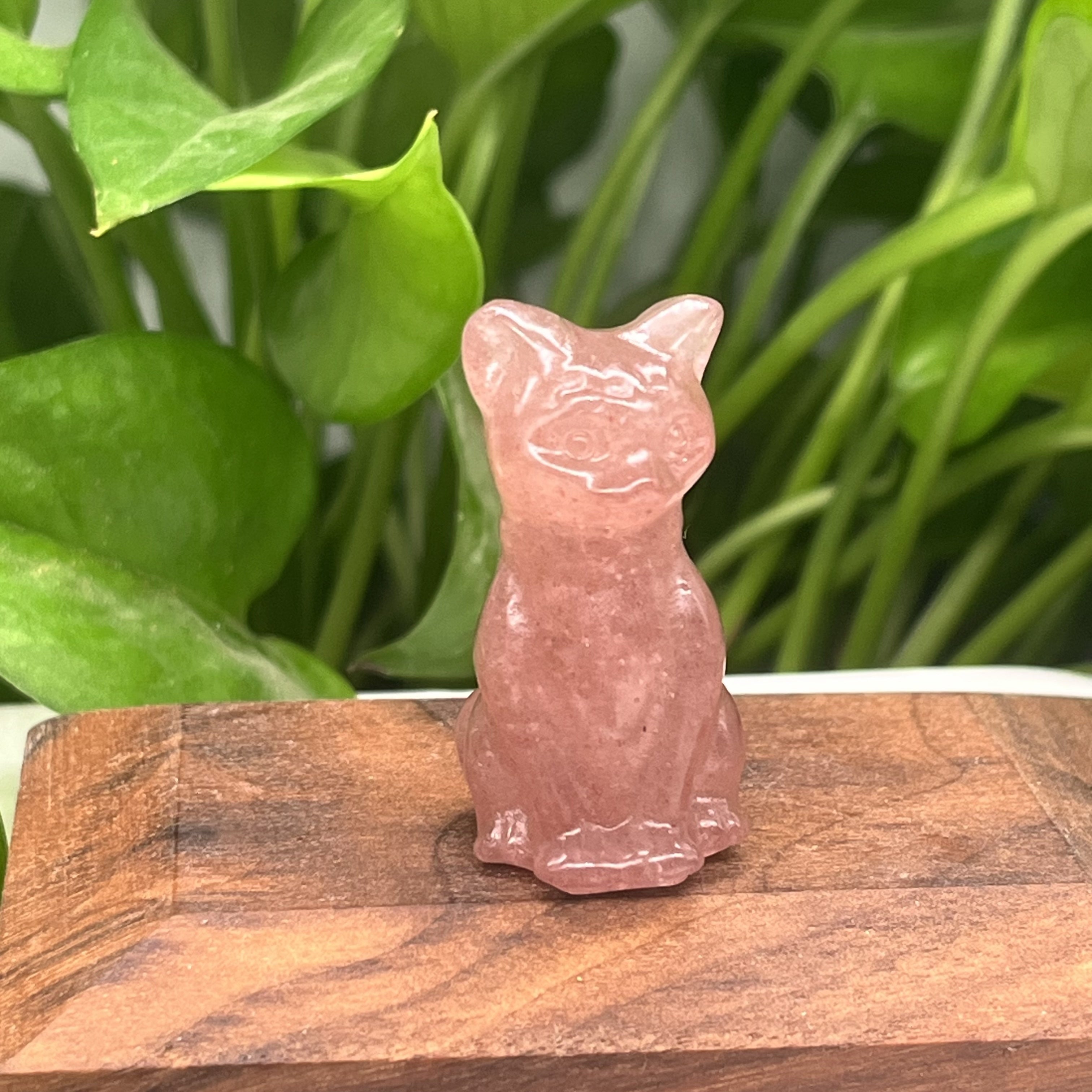 1Pc Exquisite Natural Crystal Whimsical Cat Figurine - Jewelry Accessories for Home Decoration - Unique Gift Idea with Cute Design and Sparkling Appearance