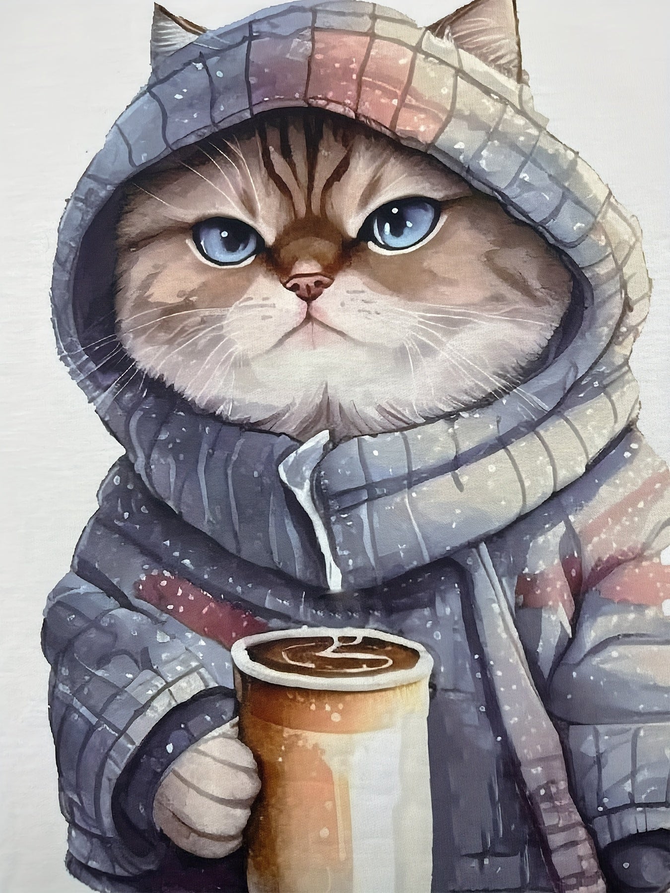 Plus Size Casual Sweatshirt, Women's Plus Colorblock Cat Print Long Sleeve Round Neck Sweatshirt