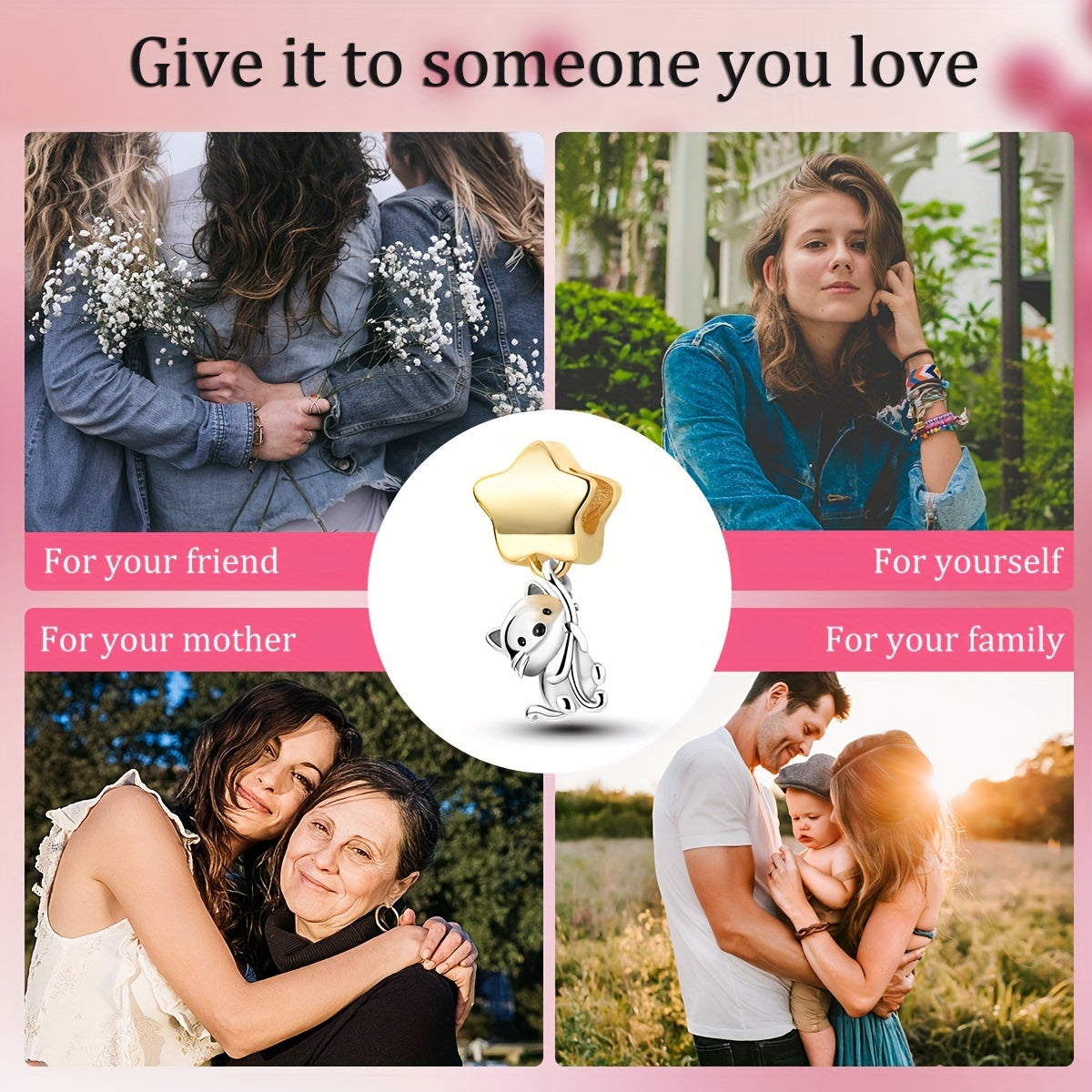 Charming Cat & Golden Star Charm - Whimsical Silver Plated Pendant for Bracelets, Earrings, or DIY Jewelry - Perfect Gift for Pet Lovers, Cat Accessories