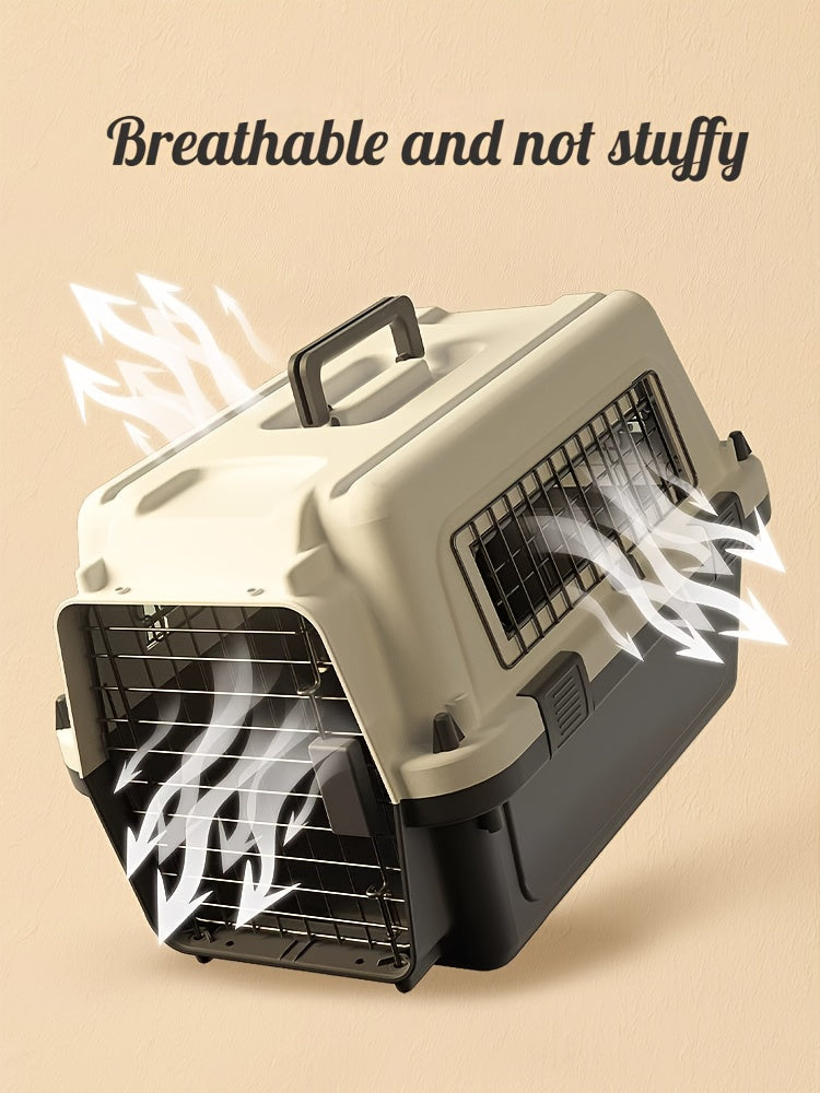 1pc Premium Pet Airline Crate with Full Iron Mesh - Durable, Portable, and Comfortable for International Travel, Includes Separate Cages for Cats & Dogs, Ideal for Professional Pet Transportation