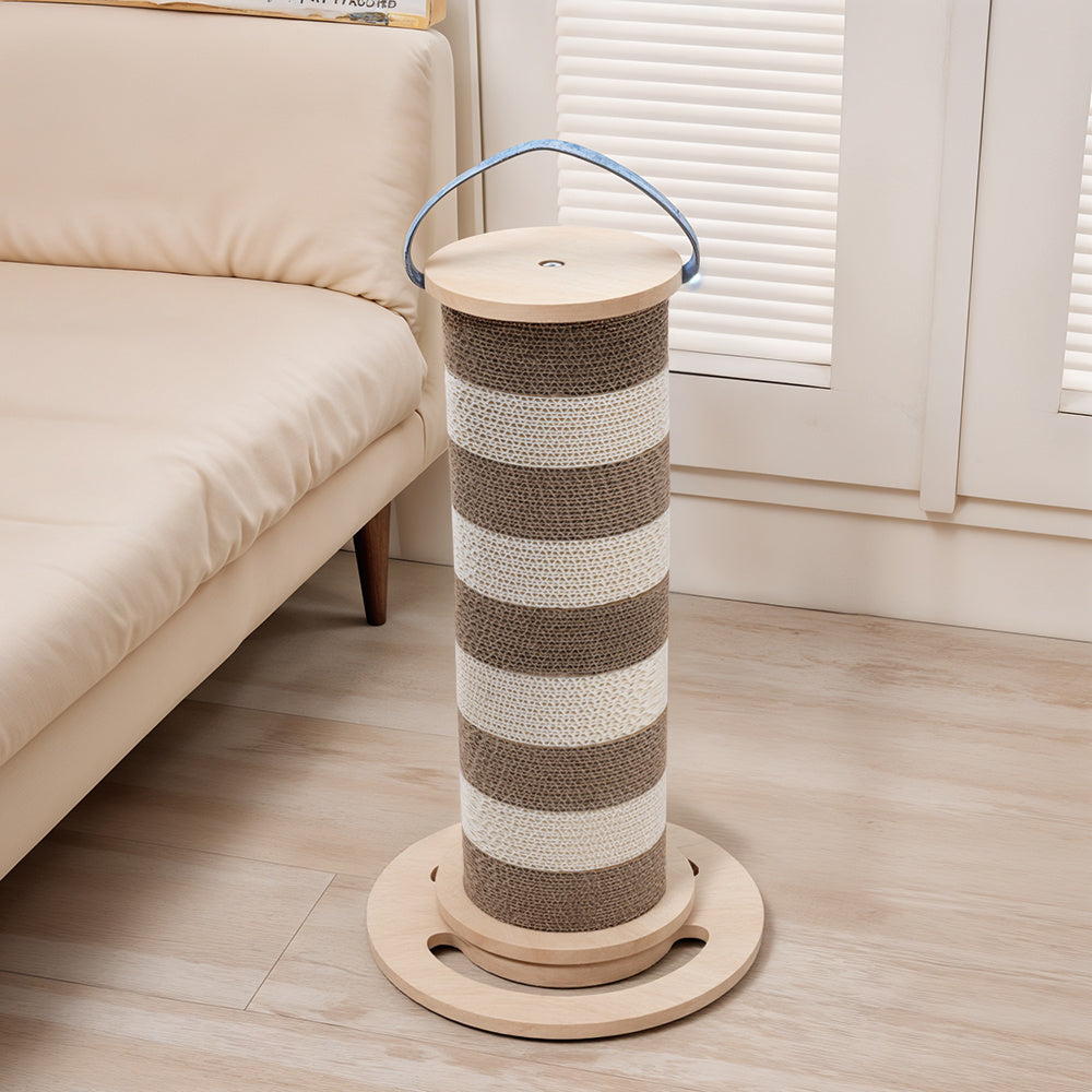 Cat Scratching Post for Indoor Cats, Scratcher Multifunctional Sturdy with Scratcher Post, Funny Cats Scratch Pole, Solid Wooden Base, Interactive Rotating Kitten Cat Scratch Post, 55cm Tall