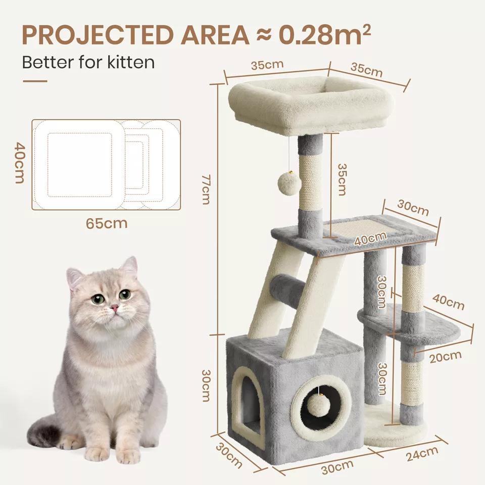 Dogat 107cm High - Quality Multilevel Cat Tree Tower with Scratching Posts - The Perfect Indoor Climbing House Condo for Your Feline Friend