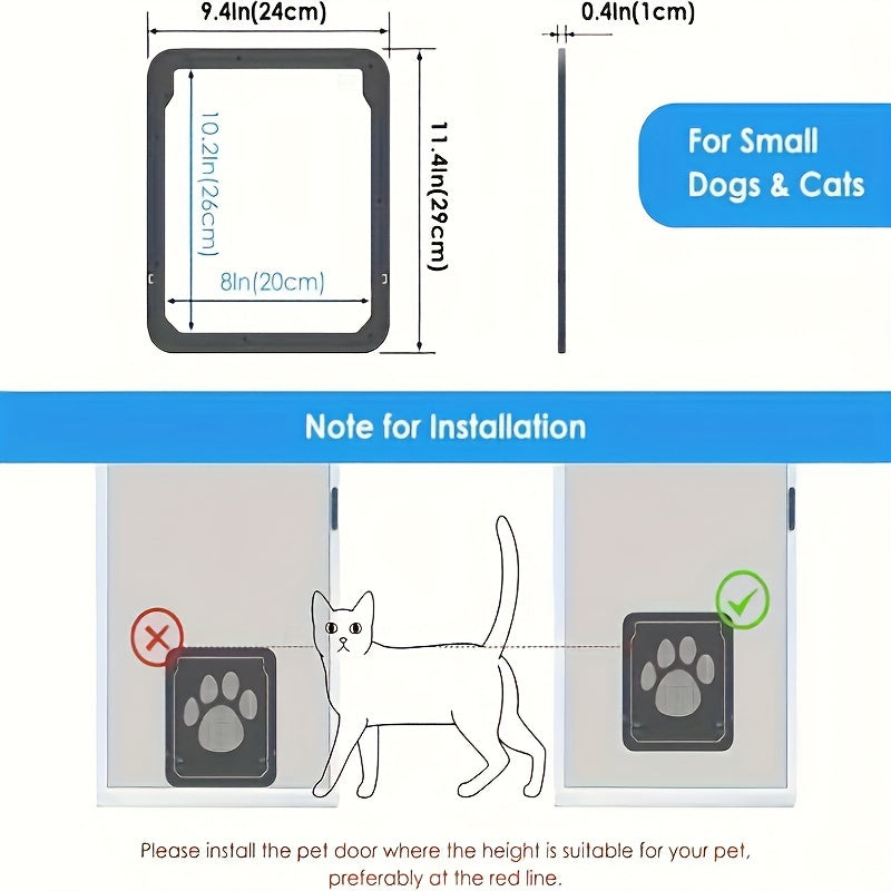 SureFlap Microchip Cat Door with EVA Material, 4-Way Locking Pet Door, Ideal for Small Dogs & Cats, Easy Installation, Sturdy Design with Paw Print Pattern
