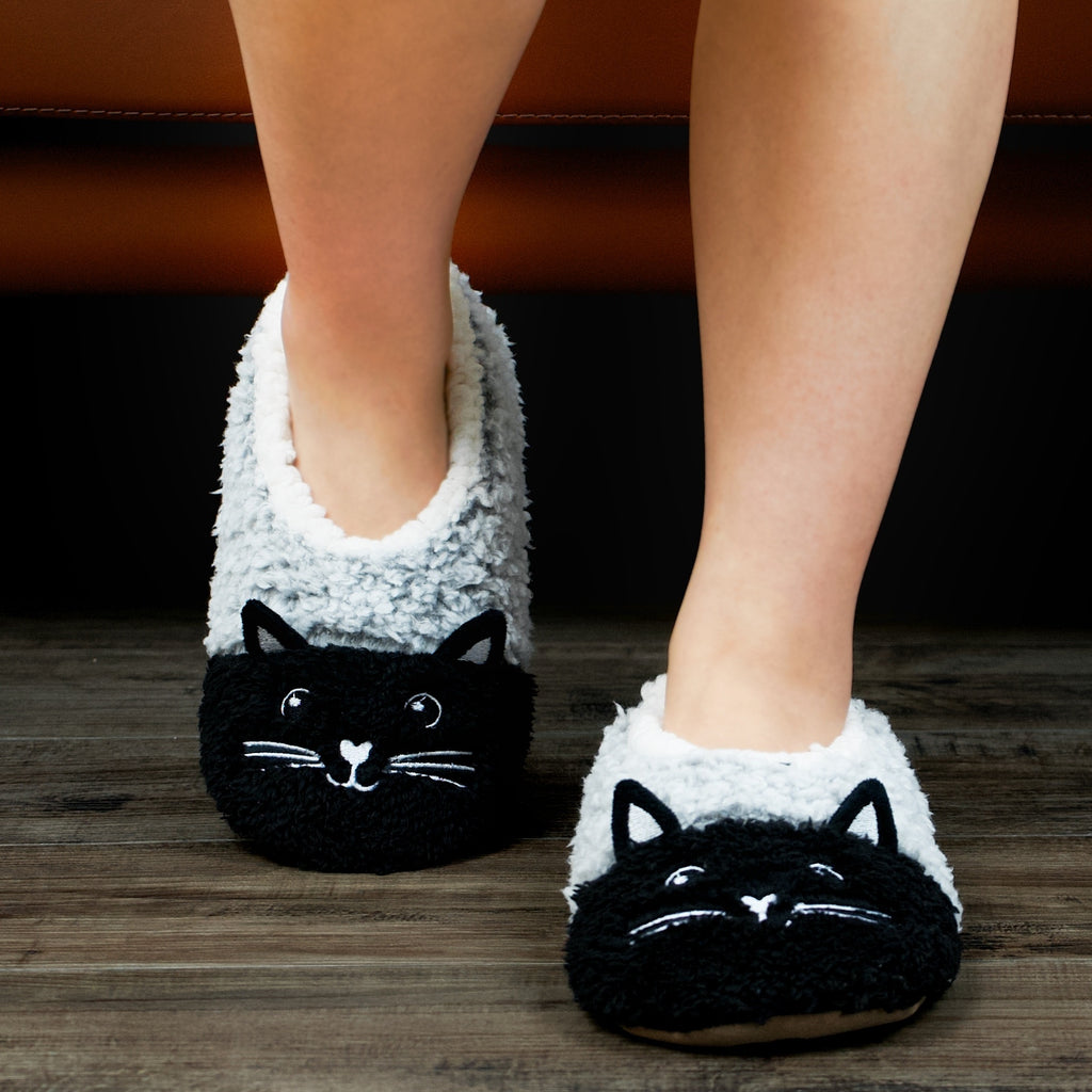 Women's Cute Cartoon Cat Design Slippers, Casual Slip On Plush Lined Slippers, Warm Home Slippers