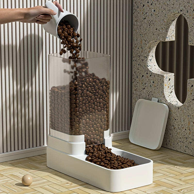 Uncharged Automatic Pet Feeder and Water Dispenser Set for Cats - Convenient, Hygienic, and Space-Saving Feeding Solution with Gravity-Fed Technology and Easy Cleaning Design