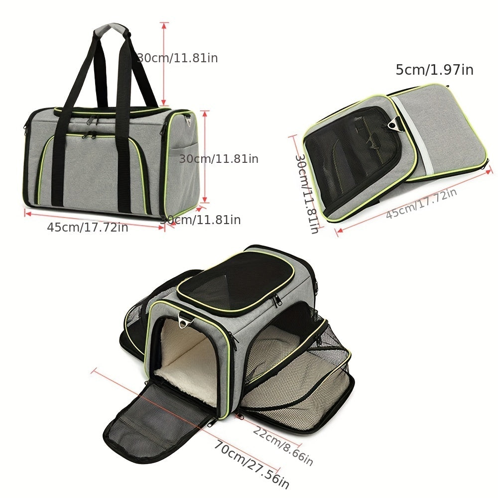 Breathable Portable Pet Carrier Bag With Safety Zippers For Outgoing And Traveling Cats And Dogs