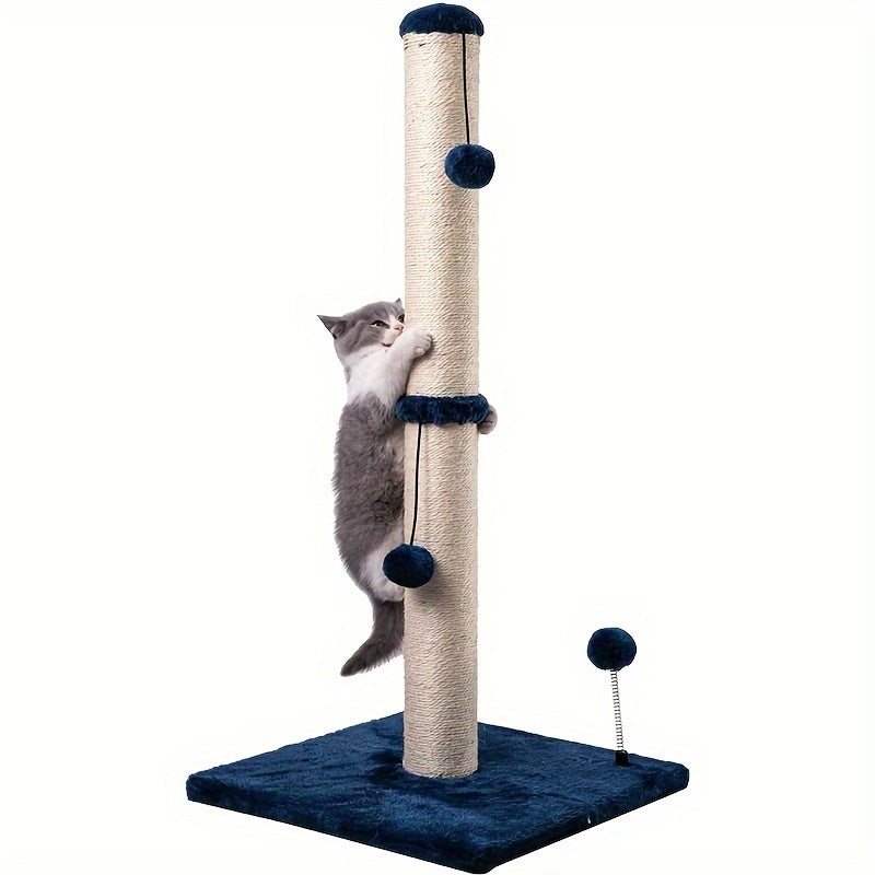 MECOOL 86.36cm Tall Cat Scratching Post with Hanging Balls - Sisal Scratch Pole for Adult Cats and Kittens