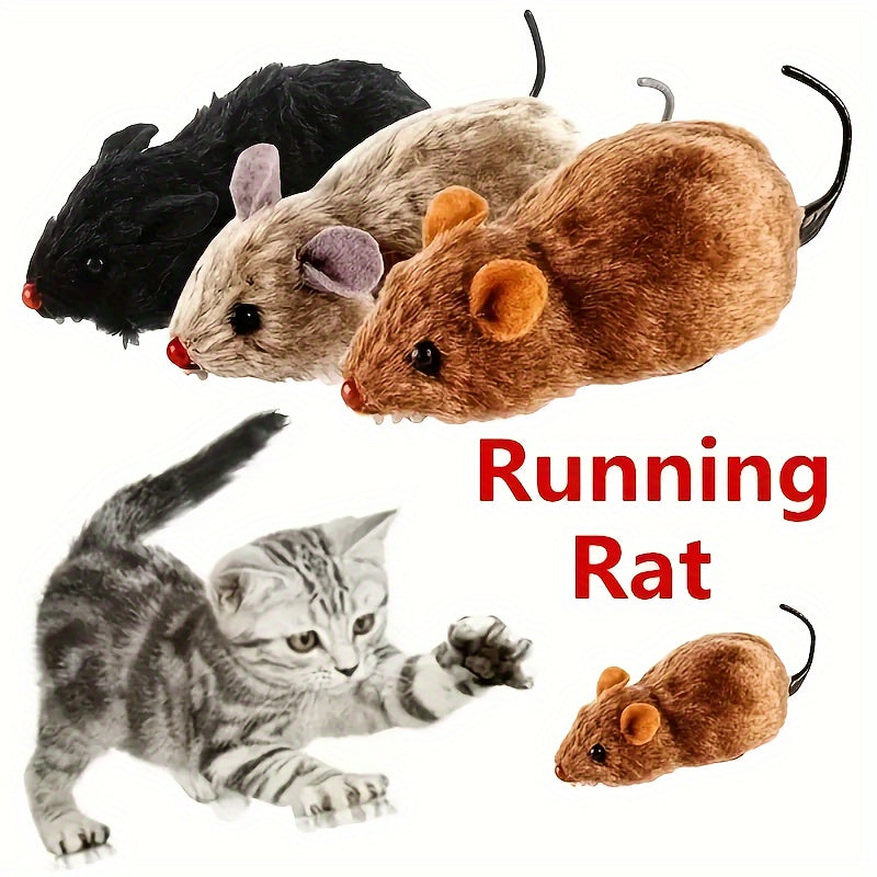 Interactive Plush Mouse Cat Toy - Wind-Up, Durable Plastic, Perfect for Indoor Play & Gifts