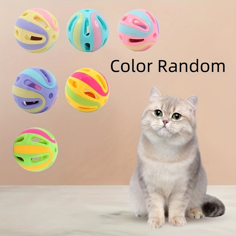 5pcs Interactive Cat Toy Balls With Bell - Plastic Hollow Jingle Balls For Indoor Kittens And Cats Play - Promotes Exercise And Mental Stimulation