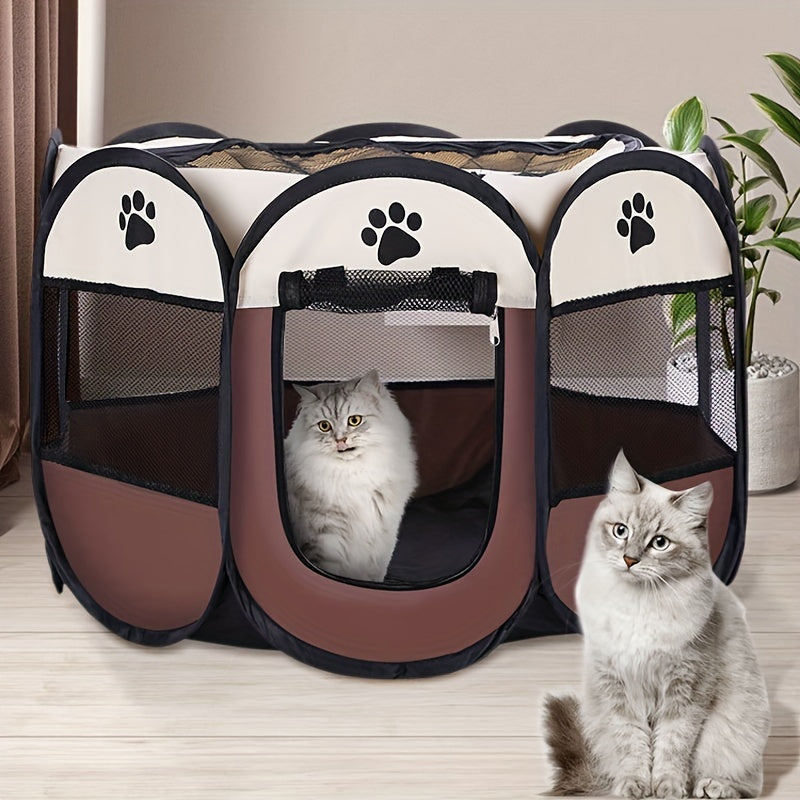 1P Color Random Octagonal Cat Playpen - Spacious, Portable, and Sturdy Cage Tent for Kittens and Puppies - Easy Assembly, Breathable Mesh, and Fun Play Area for Indoor and Outdoor Use