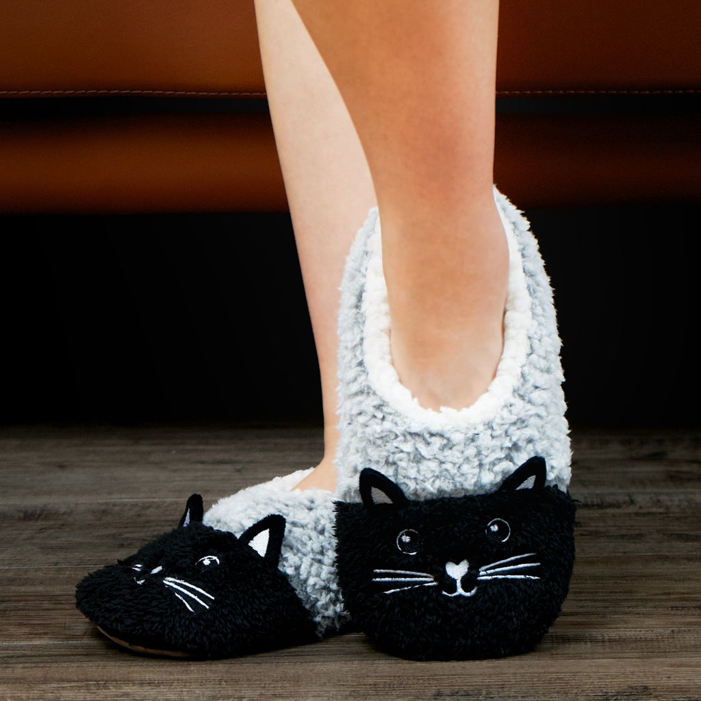 Women's Cute Cartoon Cat Design Slippers, Casual Slip On Plush Lined Slippers, Warm Home Slippers