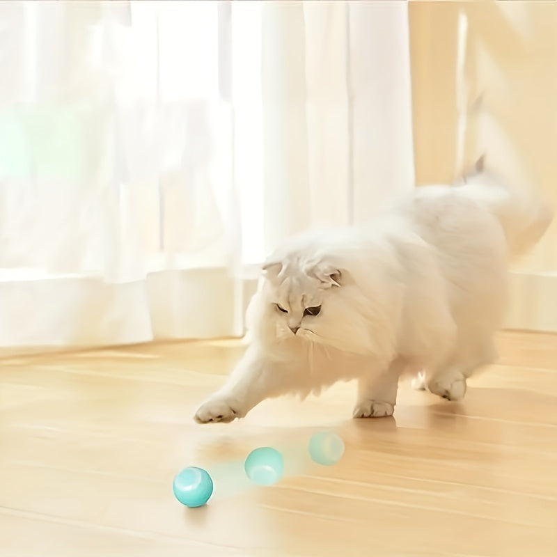 1PC/2PCS Smart Interactive Pet Toy Combo with Automatic Rolling and Bouncing Ball - Stripe Pattern Silicone Cat Toys, USB Rechargeable, Obstacle Avoidance, Quiet Operation, Suitable for Small Dogs and Cats Under 9.07KG