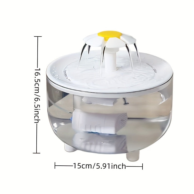 Fountain Flower Cat Drinking Machine Water Dispenser Automatic Recirculation Live Water Flowing Drinking Basin Pet Dog Kitten Water Feeder Large Cap