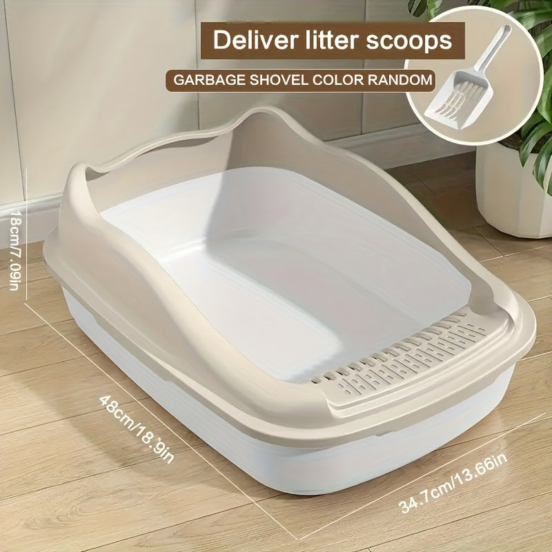 [Extra-Large Cat Litter Box] Extra-Large Portable Cat Litter Box with Anti-Splash Design, Easy Clean - Random Color