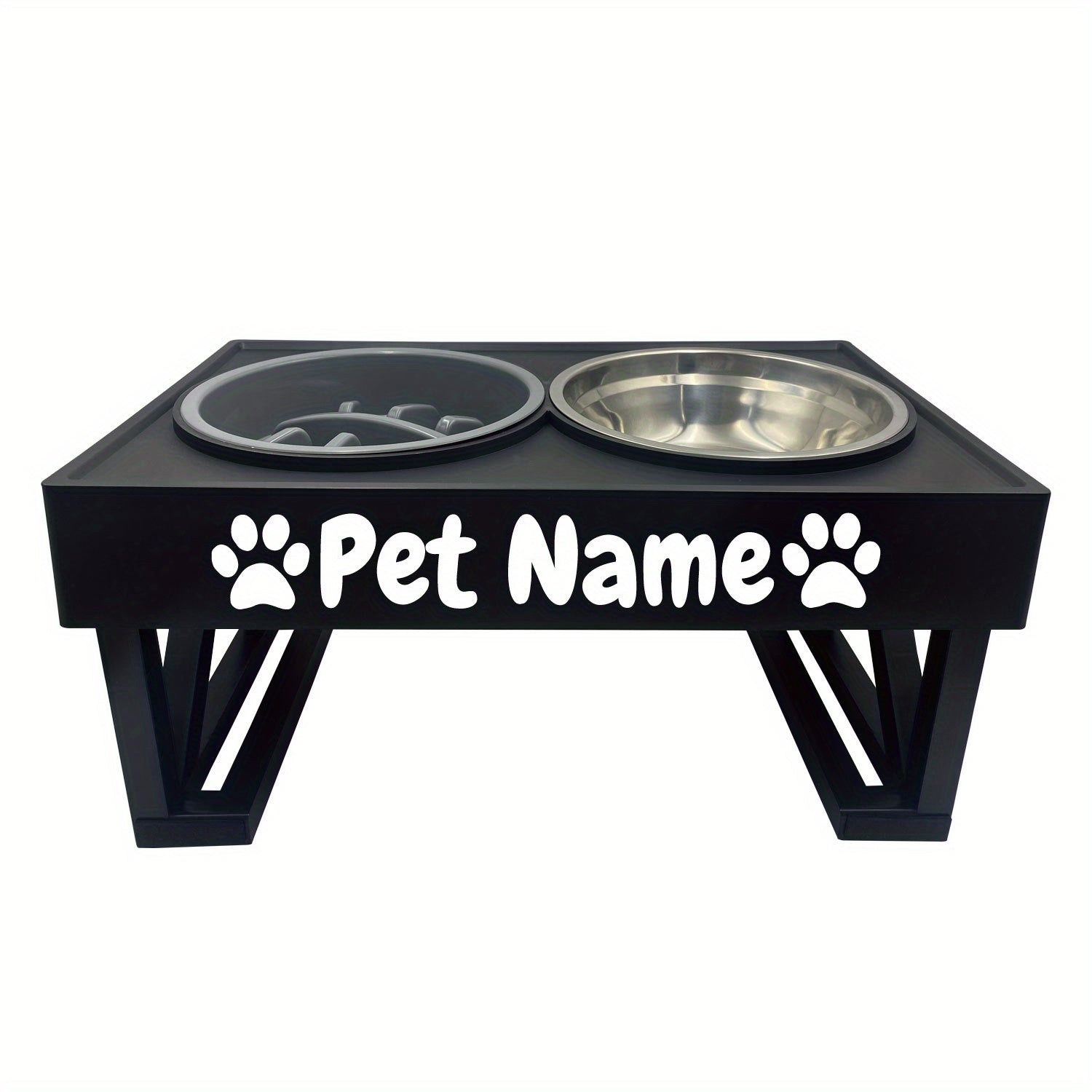 Personalized Stainless Steel Elevated Dog Feeder Bowl - Slow Eating, Anti-Gulping, Spill-Proof, Adjustable Height for Small to Large Dogs & Cats - Durable, Easy to Clean, Healthy Mealtime Solution
