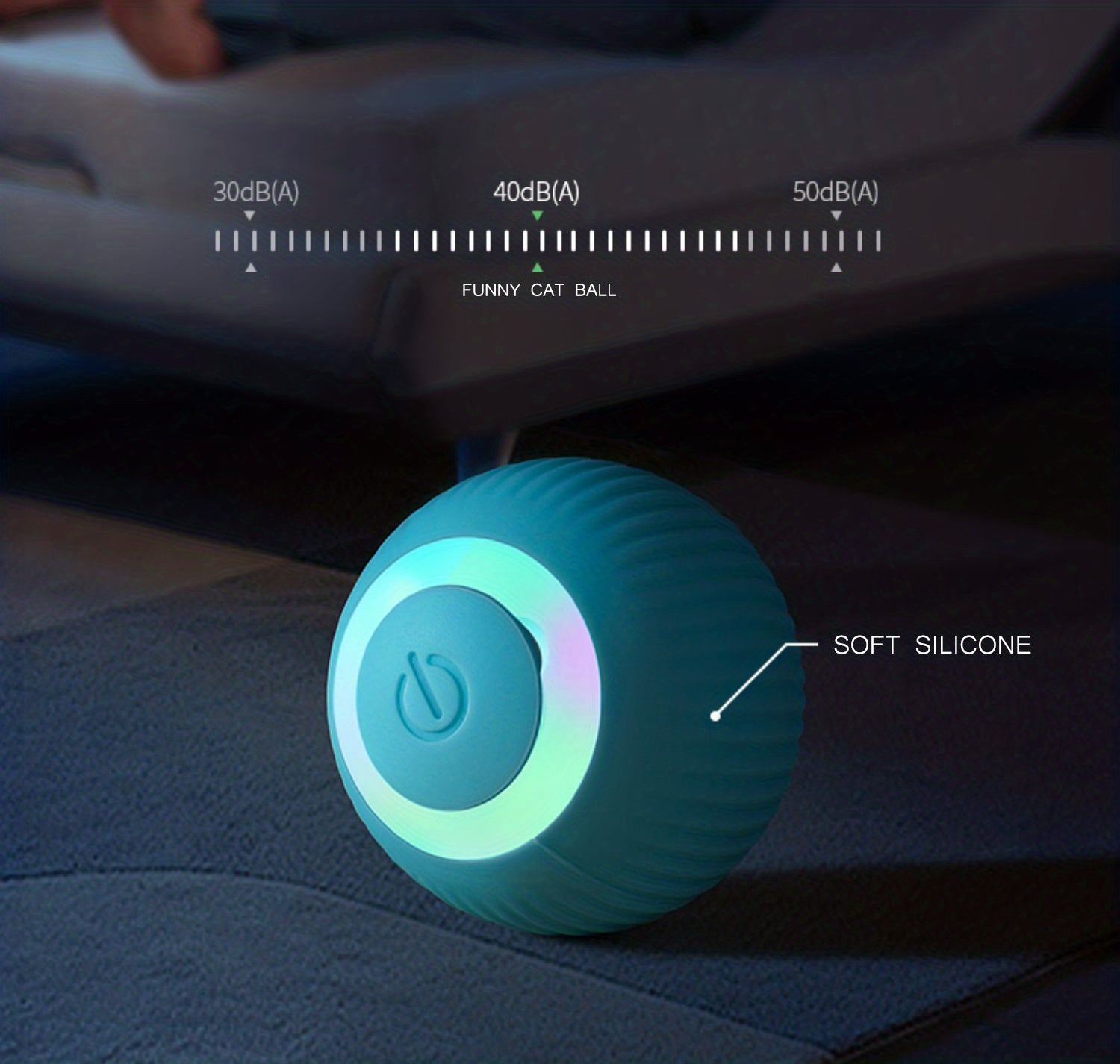 MIAOQUANJI Automatic Rolling Ball Toy for Cats - USB Rechargeable Interactive Play Ball with Motion-Activated Glow-in-the-Dark Feature, Durable Silicone, Safe for All Breeds & Sizes, Blue, Cat Ball Toy