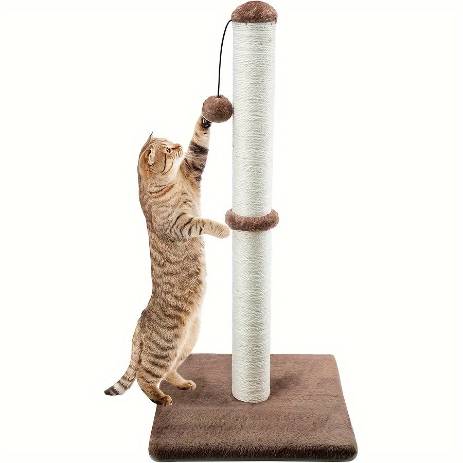 Vertical Cat Scratching Post with Sisal Rope and Plush Cover, Full Stretch Claw Scratcher, Modern Stable Design for Cats