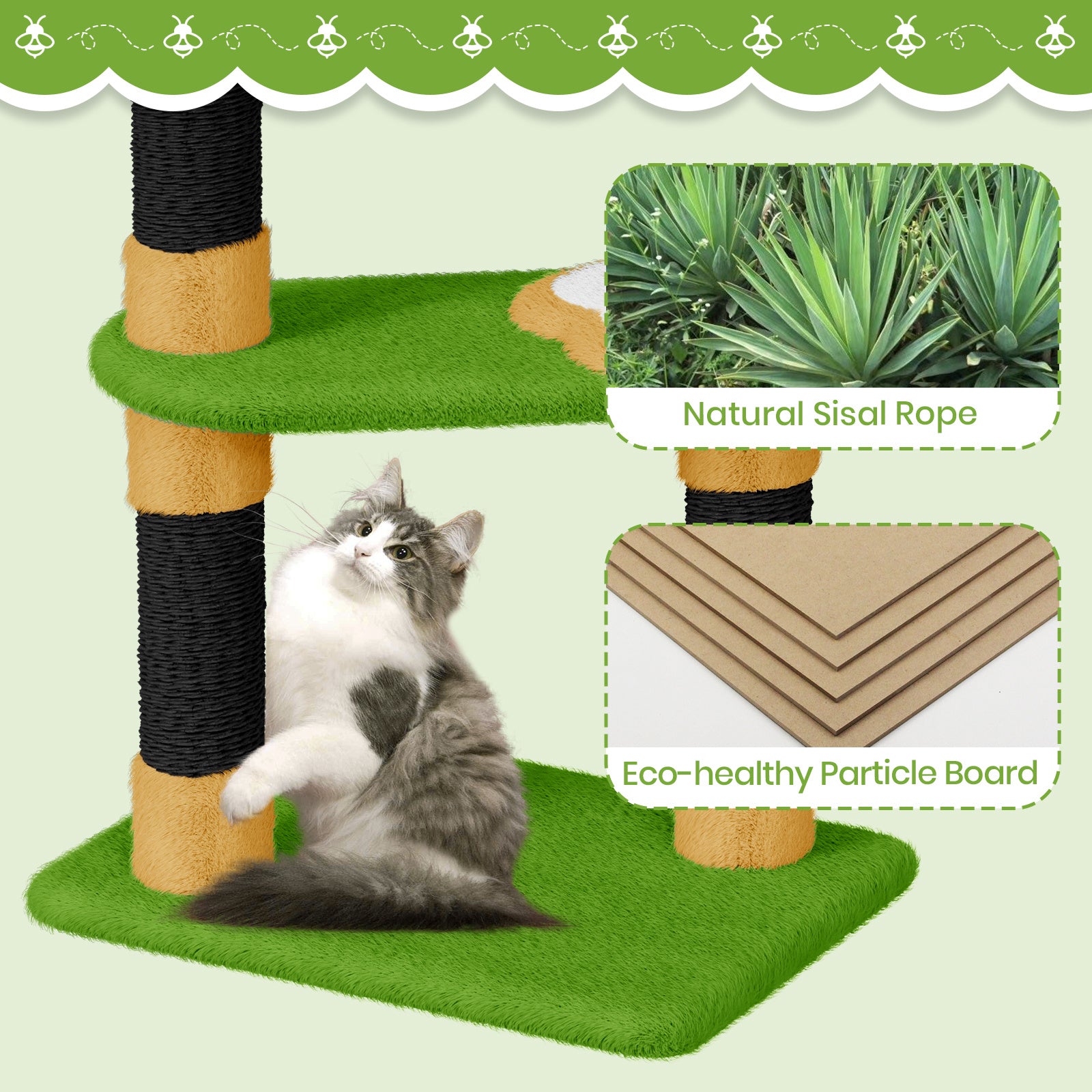Dogat Bee - Themed Cat Tree with Scratching Posts, Interactive Kitten Furniture for Indoor Cats - Durable, Space - Saving & Easy to Assemble