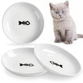 Premium 3-Piece Ceramic Cat Bowl Set - Ultra-Comfortable Wide Shallow Dishes for Whisker-Friendly Dining - Perfect Food and Water Bowls for Indoor Cats Gourmet Meals and Hydration