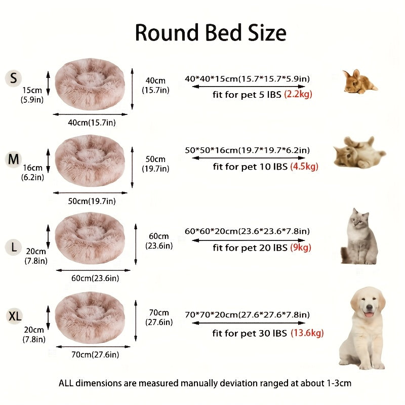 1pc Round Plush Gradient Color Calming Cat Bed, Machine Washable, Four Seasons Warm Comfortable Soft Nest, Suitable for Small and Medium Dogs and Cats, Pet Bed