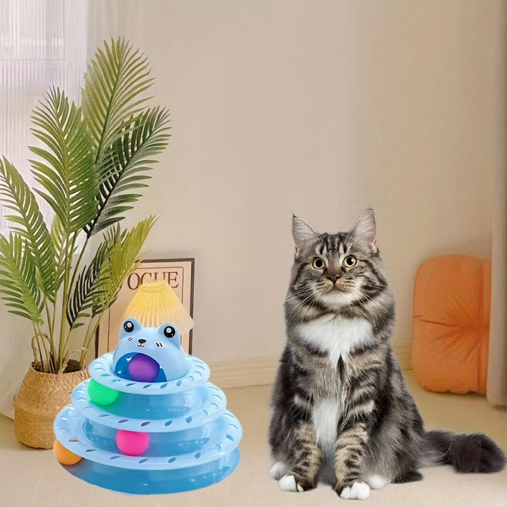 Three-Layer Interactive Cat Tower - Multi-Track Play & IQ Enhancing Teaser Toy for Indoor Fun and Exercise