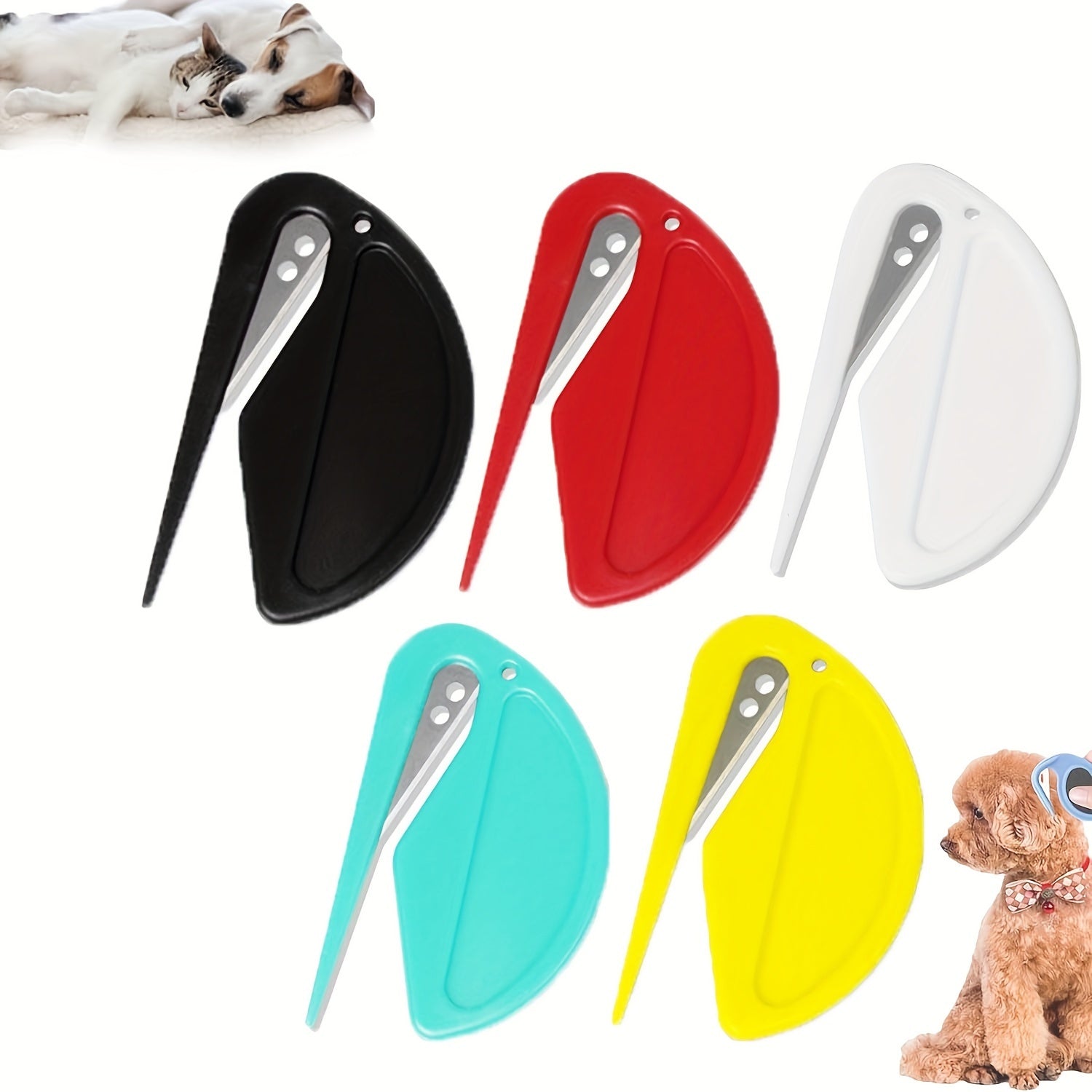 5 Color 5pcs Pack Pets Purrfect Detangle Pet Knotting Cutter, Knotting Cutter for Cats, Pet Dog Shedding Brush Puppy Kitten Cutter Hair Removal Tool Loose Epilator