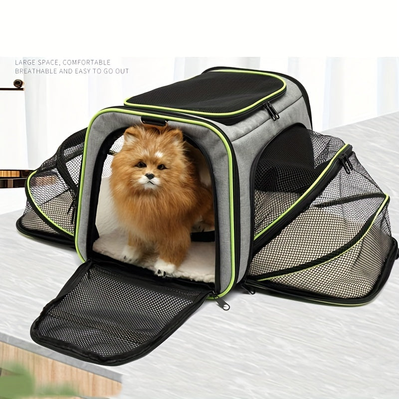 Breathable Portable Pet Carrier Bag With Safety Zippers For Outgoing And Traveling Cats And Dogs