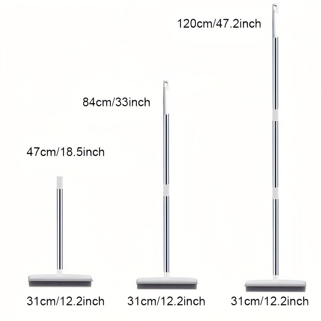 47 Adjustable Pet Hair Removal Broom - Gentle Silicone Bristle, Squeegee, Non-Scratch Carpet Sweeper Brush for Cat and Dog Hair on Hardwood, Tile, and Windows - Perfect for Pet Owners