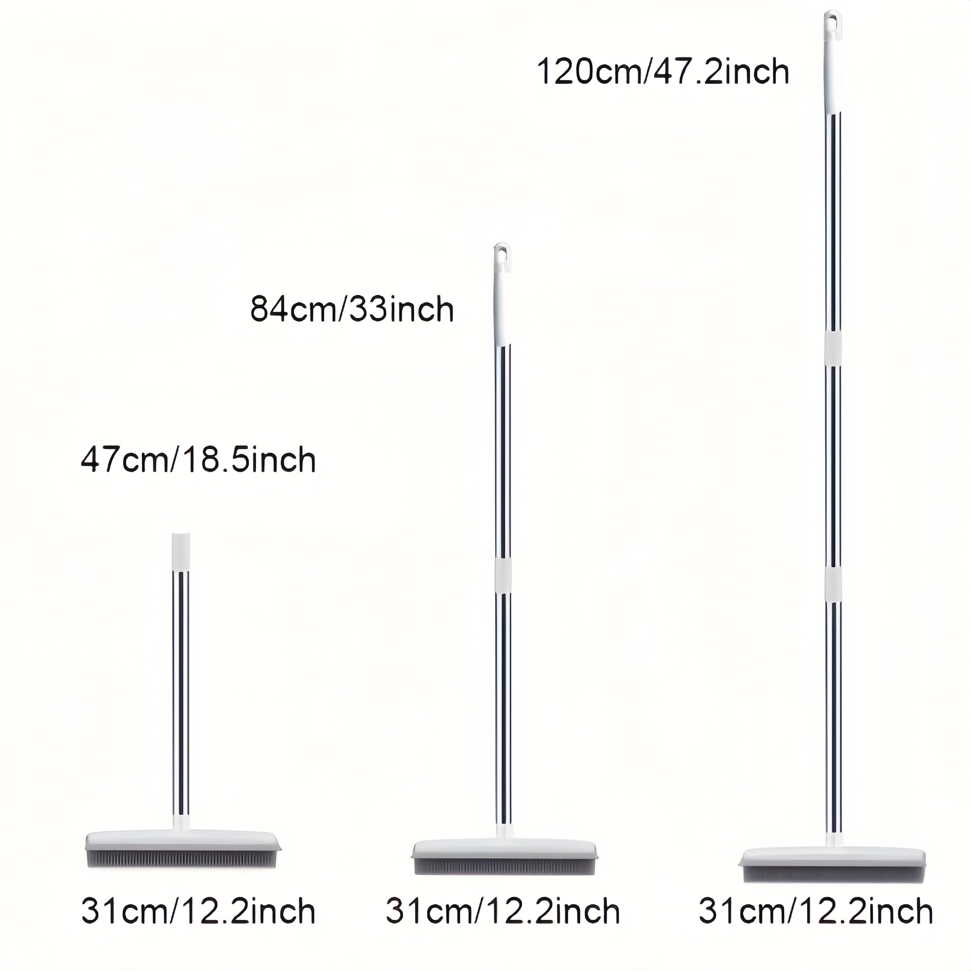 47 Adjustable Pet Hair Removal Broom - Gentle Silicone Bristle, Squeegee, Non-Scratch Carpet Sweeper Brush for Cat and Dog Hair on Hardwood, Tile, and Windows - Perfect for Pet Owners