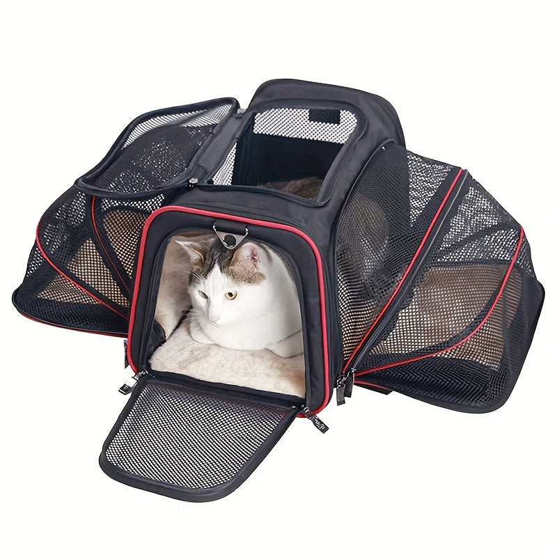 Breathable Portable Pet Carrier Bag With Safety Zippers For Outgoing And Traveling Cats And Dogs